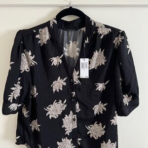 Tahari Black 3/4 Sleeve Embellished Blouse